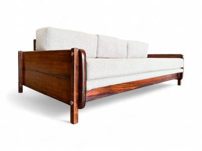 Sergio Rodrigues Macedo Sofa in Rosewood Grey Boucle Sergio Rodrigues 1960s Lot 548A