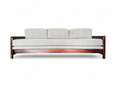 Sergio Rodrigues Macedo Sofa in Rosewood Grey Boucle Sergio Rodrigues 1960s Lot 548A