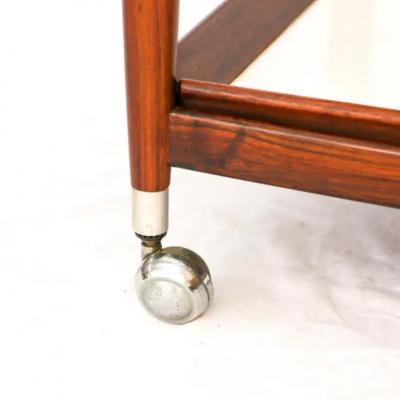 Sergio Rodrigues Mid Century Modern Bar Cart in Hardwood White Shelves Sergio Rodrigues 1960s