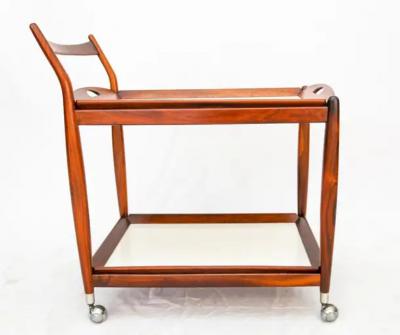 Sergio Rodrigues Mid Century Modern Bar Cart in Hardwood White Shelves Sergio Rodrigues 1960s