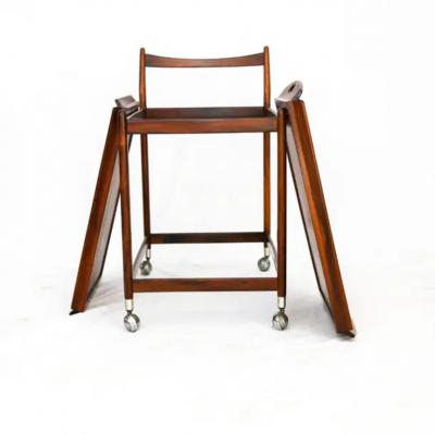 Sergio Rodrigues Mid Century Modern Bar Cart in Hardwood White Shelves Sergio Rodrigues 1960s