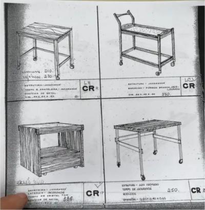 Sergio Rodrigues Mid Century Modern Bar Cart in Hardwood White Shelves Sergio Rodrigues 1960s