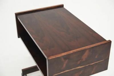 Sergio Rodrigues Mid Century Modern Console in Hardwood Chrome Wheels Sergio Rodrigues 1960s