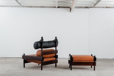 Sergio Rodrigues Mid Century Modern Tonico Armchair w ottoman by Sergio Rodrigues Brazil 1960s