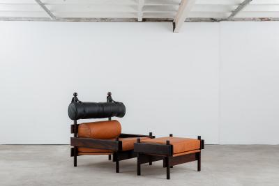 Sergio Rodrigues Mid Century Modern Tonico Armchair w ottoman by Sergio Rodrigues Brazil 1960s