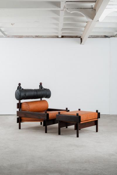 Sergio Rodrigues Mid Century Modern Tonico Armchair w ottoman by Sergio Rodrigues Brazil 1960s