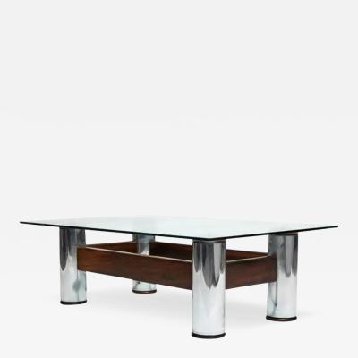 Sergio Rodrigues Midcentury ModeCoffee Table in Hardwood Chrome by Sergio Rodrigues 1965 Brazil