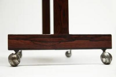 Sergio Rodrigues Midcentury Modern Console in Hardwood Chrome Wheels Sergio Rodrigues Brazil