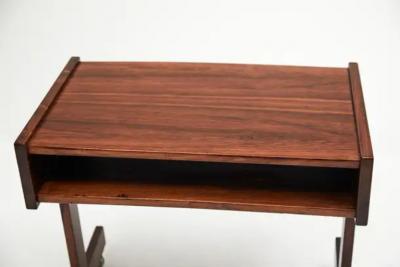 Sergio Rodrigues Midcentury Modern Console in Hardwood Chrome Wheels Sergio Rodrigues Brazil