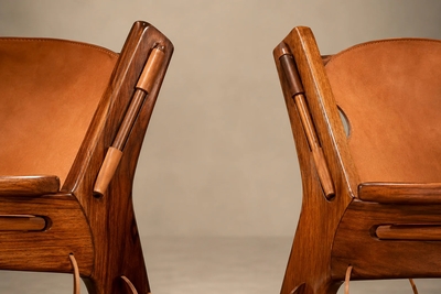 Sergio Rodrigues Modern Kilin Armchairs in Jacarand Rosewood Leather by Sergio Rodrigues