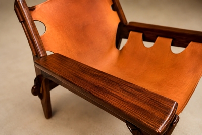 Sergio Rodrigues Modern Kilin Armchairs in Jacarand Rosewood Leather by Sergio Rodrigues