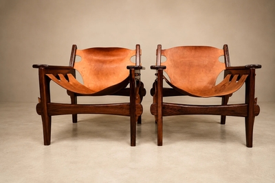 Sergio Rodrigues Modern Kilin Armchairs in Jacarand Rosewood Leather by Sergio Rodrigues