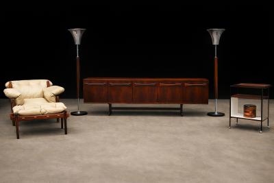 Sergio Rodrigues Moleca Lounge Chair Ottoman in Rosewood Leather Sergio Rodrigues Brazil
