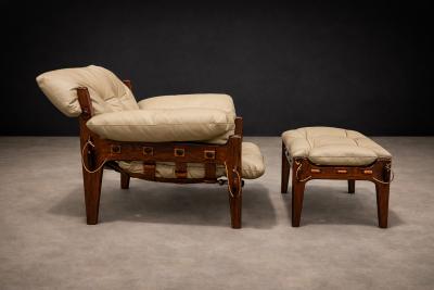 Sergio Rodrigues Moleca Lounge Chair Ottoman in Rosewood Leather Sergio Rodrigues Brazil