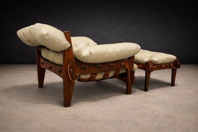 Sergio Rodrigues Moleca Lounge Chair Ottoman in Rosewood Leather Sergio Rodrigues Brazil