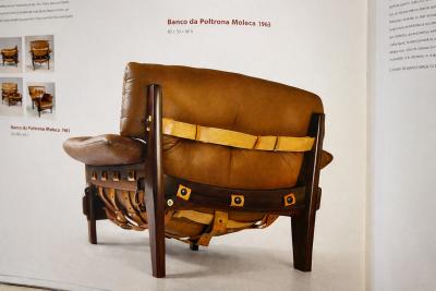Sergio Rodrigues Moleca Lounge Chair Ottoman in Rosewood Leather Sergio Rodrigues Brazil