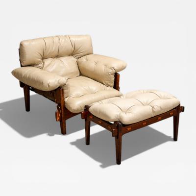 Sergio Rodrigues Moleca Lounge Chair Ottoman in Rosewood Leather Sergio Rodrigues Brazil