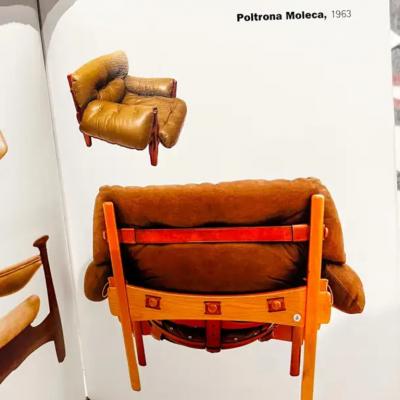 Sergio Rodrigues Moleca Lounge Chair with Stool in Hardwood Leather Sergio Rodrigues Brazil