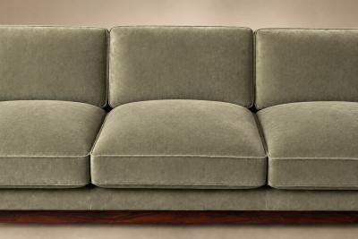 Sergio Rodrigues Odilon Sofa in Rosewood and Sage Celadon Velvet by Sergio Rodrigues Lot 861