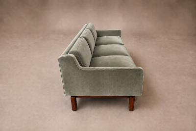 Sergio Rodrigues Odilon Sofa in Rosewood and Sage Celadon Velvet by Sergio Rodrigues Lot 861