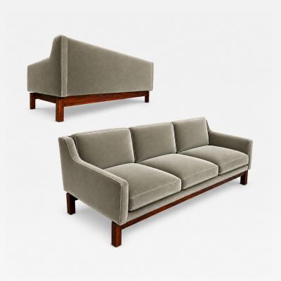 Sergio Rodrigues Odilon Sofa in Rosewood and Sage Celadon Velvet by Sergio Rodrigues Lot 861