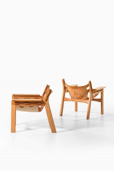 Sergio Rodrigues Pair of Sergio Rodrigues Oak Leather Easy Chairs by OCA 1970s