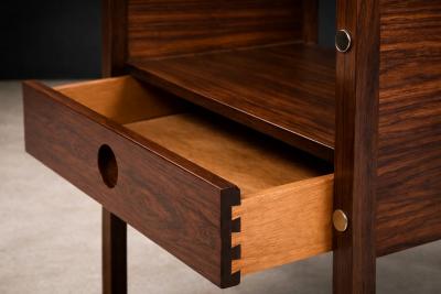 Sergio Rodrigues Pair of Sergio Rodrigues Yara Jacarand Side Tables with Glass Shelf
