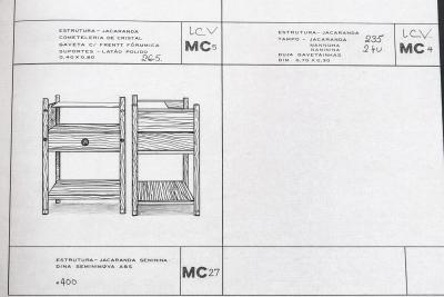 Sergio Rodrigues Pair of Sergio Rodrigues Yara Jacarand Side Tables with Glass Shelf