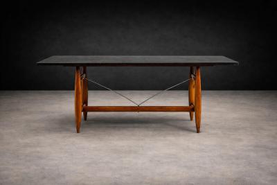 Sergio Rodrigues Sergio Rodrigues Burton Dining Table in Freij Polished Black Stone