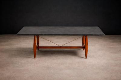 Sergio Rodrigues Sergio Rodrigues Burton Dining Table in Freij Polished Black Stone