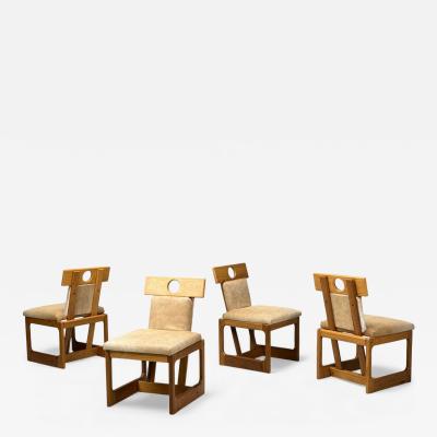 Sergio Rodrigues Sergio Rodrigues Cavoina Cowhide Four Cuiab Dining Chairs Brazil 1985