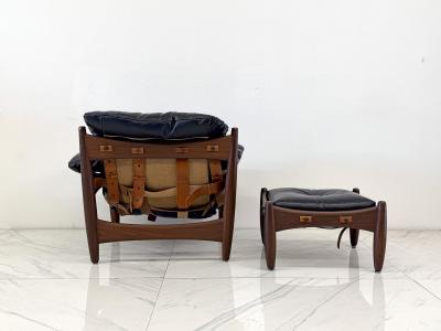 Sergio Rodrigues Sergio Rodrigues Mole Sheriff Chair and Ottoman Jacaranda Leather 1960s