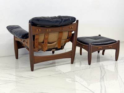 Sergio Rodrigues Sergio Rodrigues Mole Sheriff Chair and Ottoman Jacaranda Leather 1960s