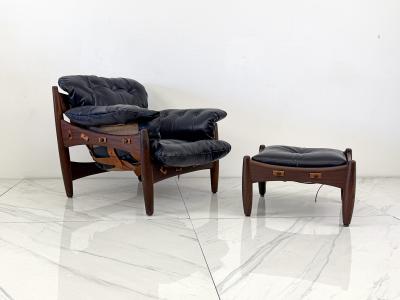 Sergio Rodrigues Sergio Rodrigues Mole Sheriff Chair and Ottoman Jacaranda Leather 1960s