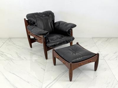 Sergio Rodrigues Sergio Rodrigues Mole Sheriff Chair and Ottoman Jacaranda Leather 1960s