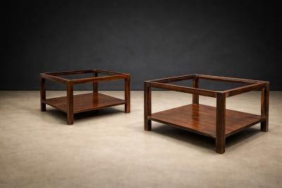 Sergio Rodrigues Sergio Rodrigues Pair of Brazilian Rosewood White Marble Side Tables 1960s
