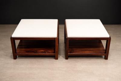 Sergio Rodrigues Sergio Rodrigues Pair of Brazilian Rosewood White Marble Side Tables 1960s