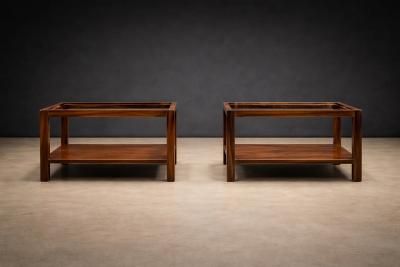 Sergio Rodrigues Sergio Rodrigues Pair of Brazilian Rosewood and White Marble Side Tables