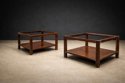 Sergio Rodrigues Sergio Rodrigues Pair of Brazilian Rosewood and White Marble Side Tables