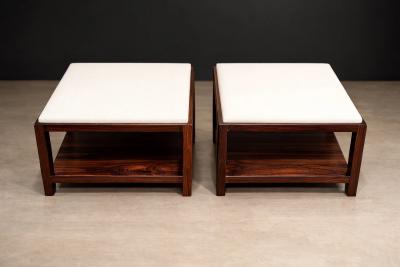 Sergio Rodrigues Sergio Rodrigues Pair of Brazilian Rosewood and White Marble Side Tables