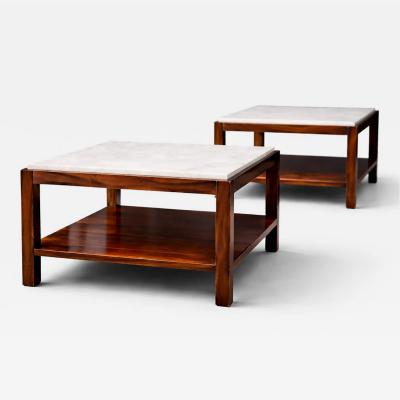 Sergio Rodrigues Sergio Rodrigues Pair of Brazilian Rosewood and White Marble Side Tables