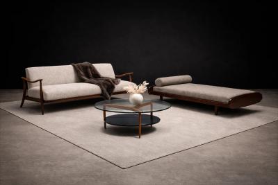 Sergio Rodrigues Sergio Rodrigues Rosewood Daybed in Taupe Boucle Brazil 1960s