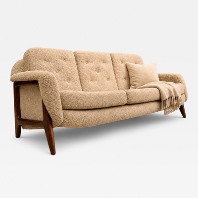 Sergio Rodrigues Sergio Rodrigues Stella Three Seat Sofa in Rosewood Boucl Brazil