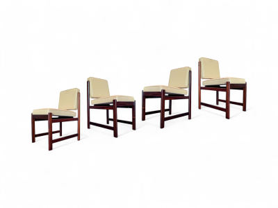Sergio Rodrigues Set of 4 of Marco Chairs in Rosewood Leather Sergio Rodrigues 1960s