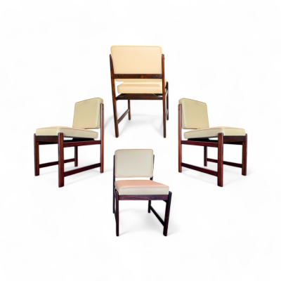 Sergio Rodrigues Set of 4 of Marco Chairs in Rosewood Leather Sergio Rodrigues 1960s