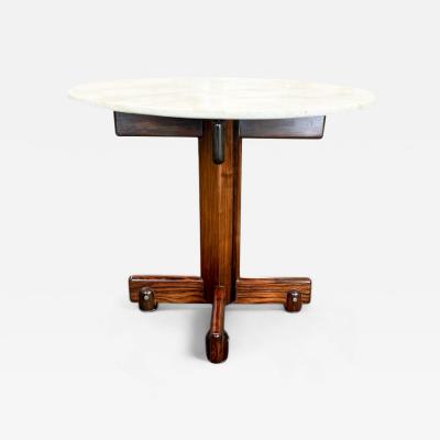 Sergio Rodrigues Side Table Alex in Hardwood Marble Chrome Sergio Rodrigues 1960s