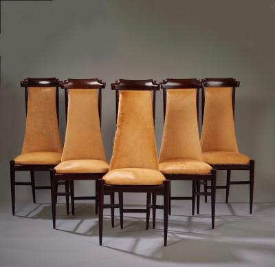 Sergio Rodrigues Six Dining Chairs attr to Sergio Rodrigues with Cowhide Upholstery 1960s