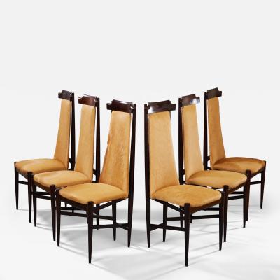 Sergio Rodrigues Six Dining Chairs attr to Sergio Rodrigues with Cowhide Upholstery 1960s