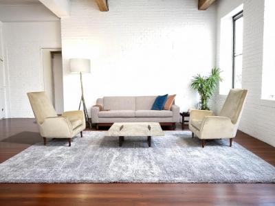 Sergio Rodrigues Sofa Caola in Rosewood Grey Boucle Sergio Rodrigues 1960 Lot 53A