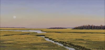 Sergio Roffo Moonrise at Sunset on the Marsh